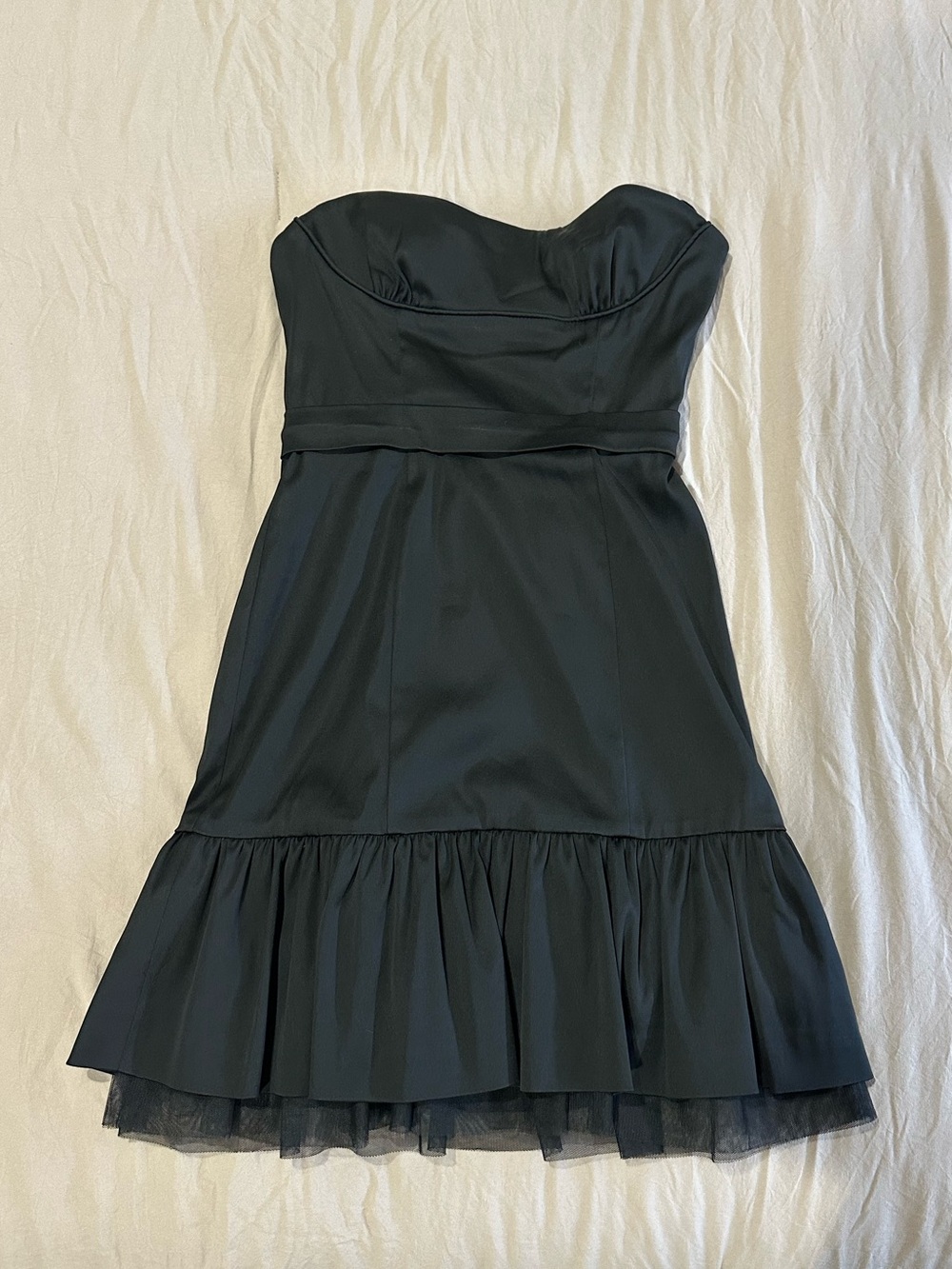 Vintage BCBGMaxAzria Black Strapless Ruffle-Hem Cocktail Dress